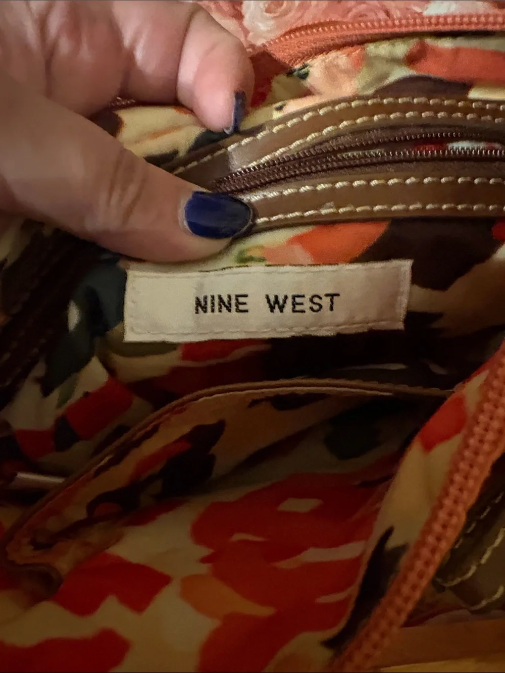 Nine West Orange Crossbody Bag with Brown Trim